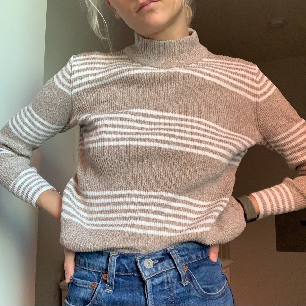 Turtleneck Striped Long Sleeve Sweater